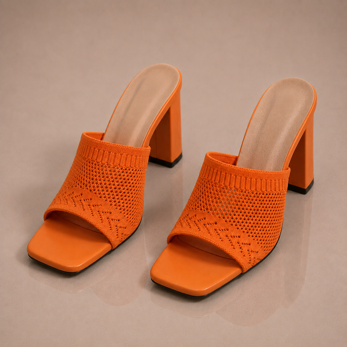 Felicity Knit Block Heel Mules