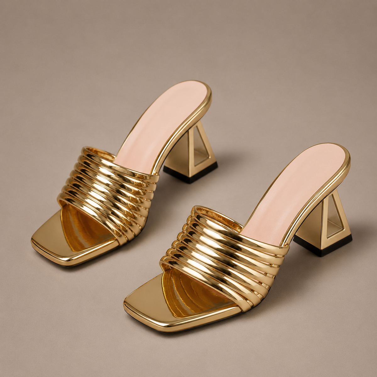 Celeste Sculpted Heel Mules