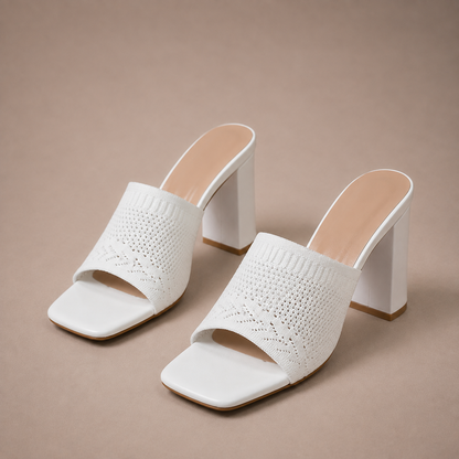 Felicity Knit Block Heel Mules