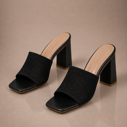 Felicity Knit Block Heel Mules