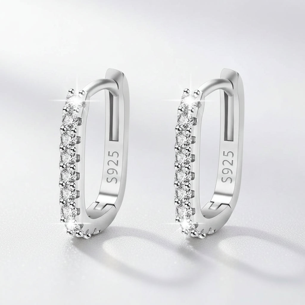 Silver CZ Hoop Earrings