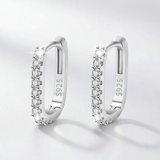 Silver CZ Hoop Earrings