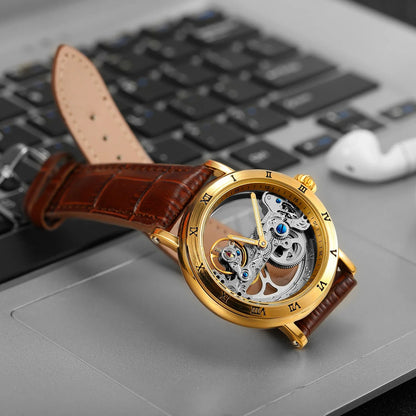 Leather Skeleton Watch