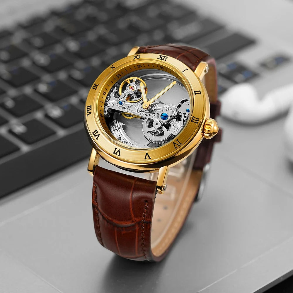 Leather Skeleton Watch