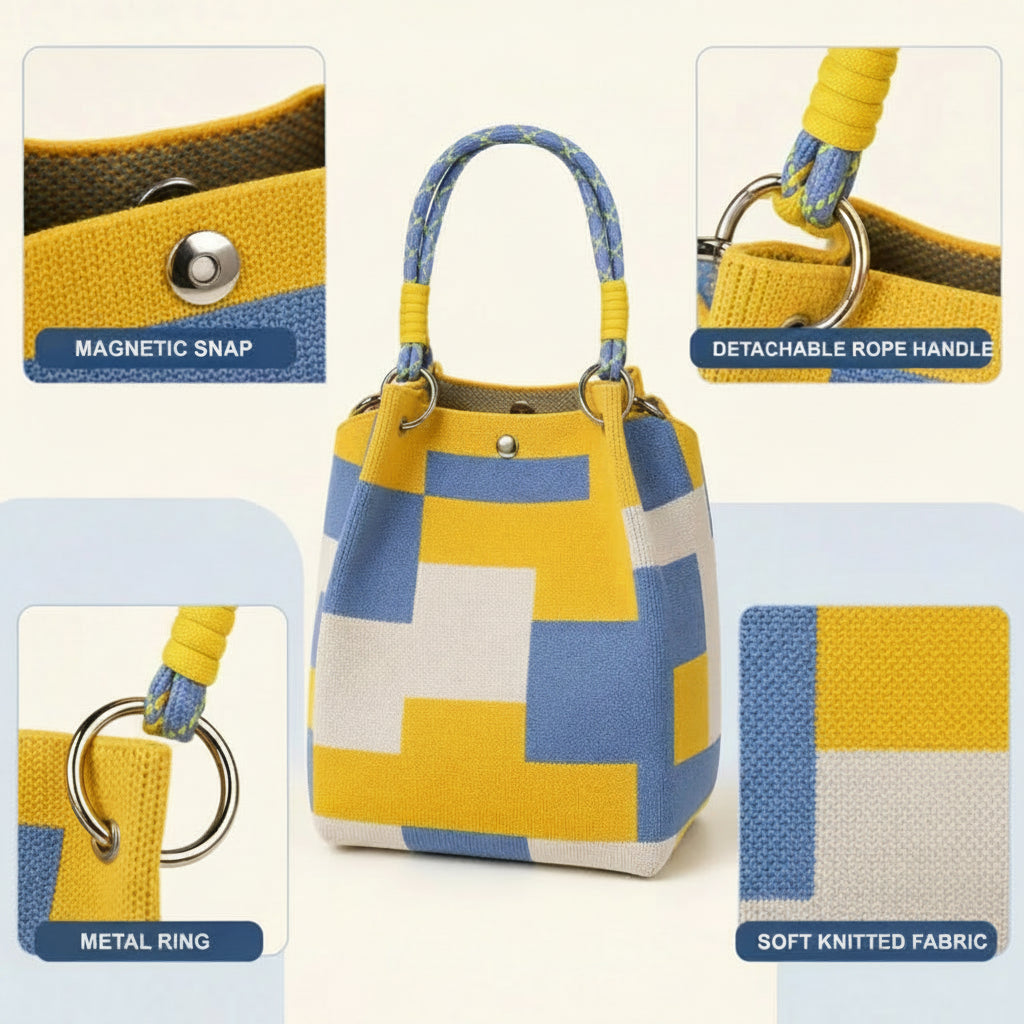 Floral Knit Tote Bag