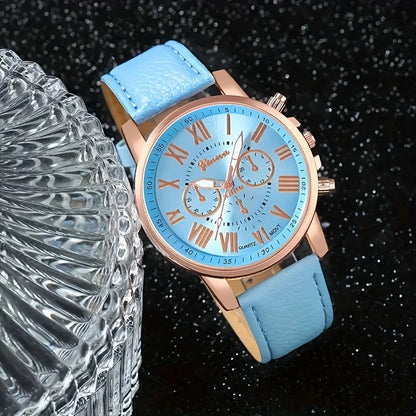 Rose Gold Sky Blue Watch Set