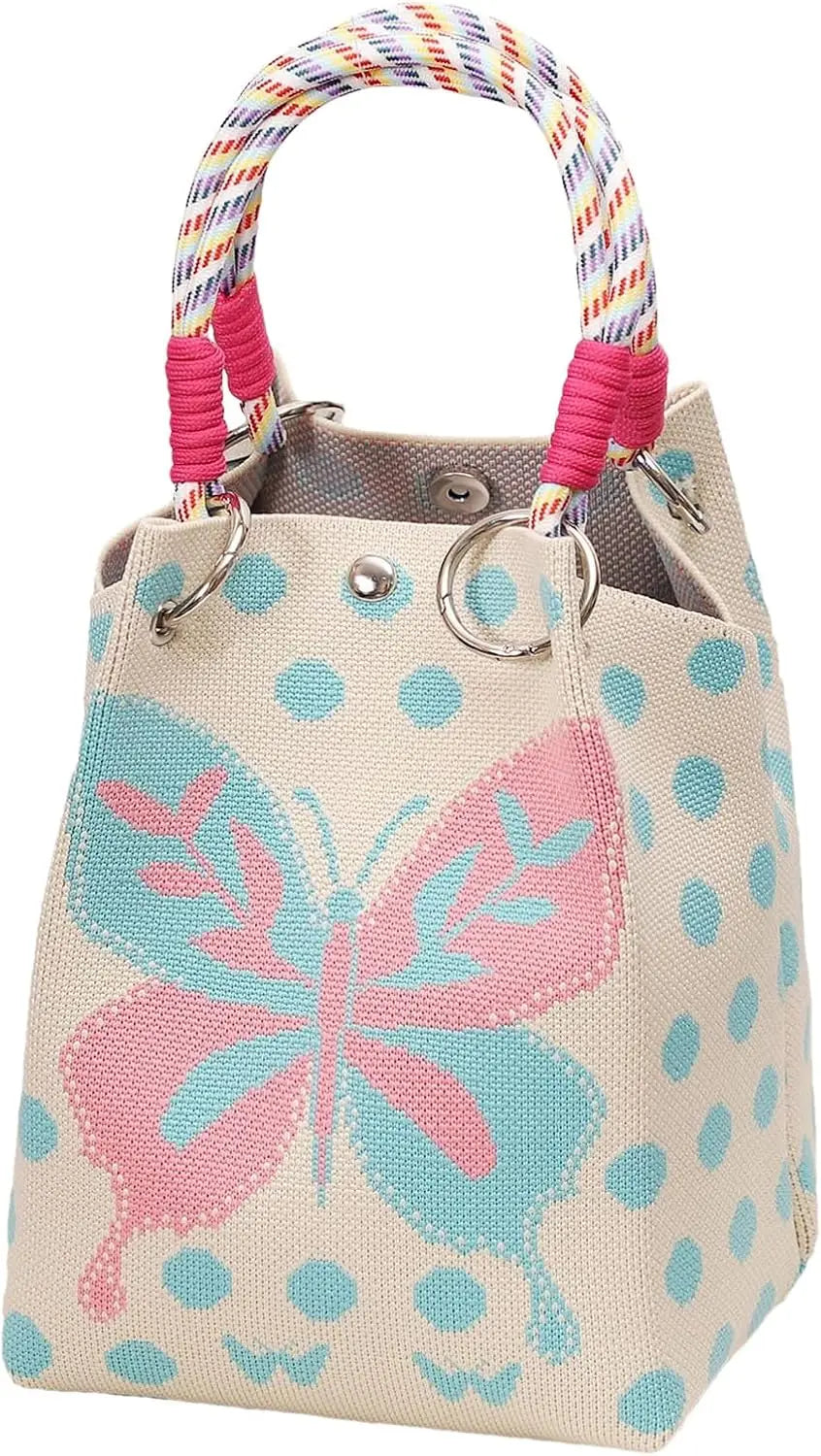 Floral Knit Tote Bag
