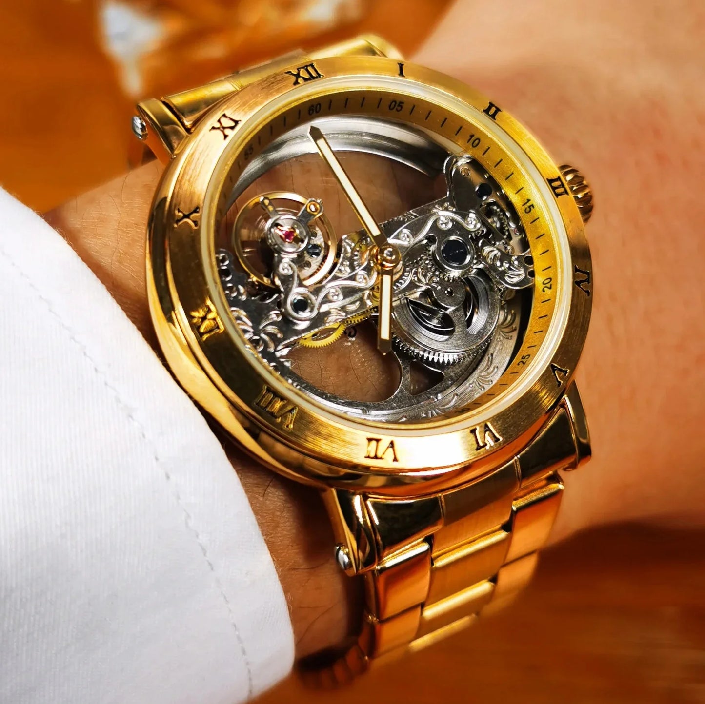 Leather Skeleton Watch
