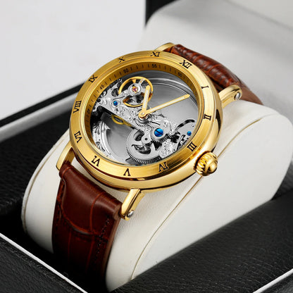 Leather Skeleton Watch