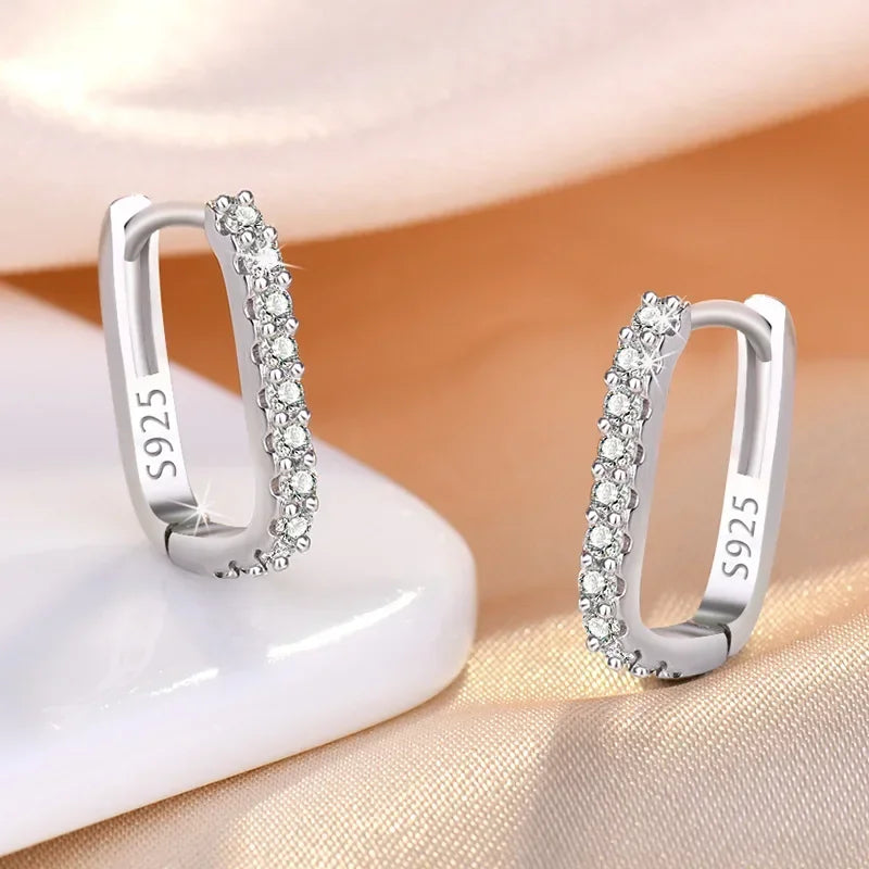 Silver CZ Hoop Earrings