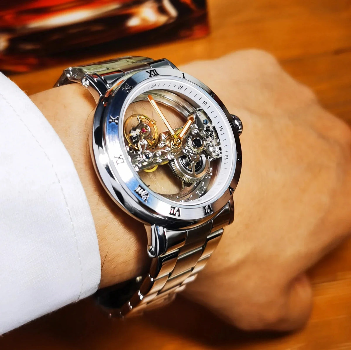 Leather Skeleton Watch