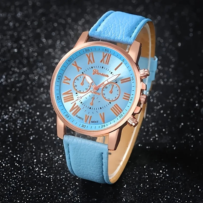 Rose Gold Sky Blue Watch Set