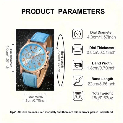 Rose Gold Sky Blue Watch Set
