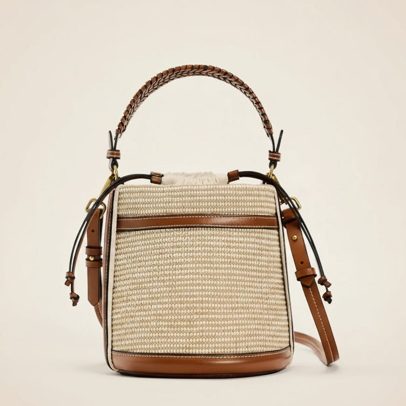 Woven Crossbody Bucket Bag