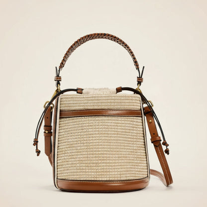 Woven Crossbody Bucket Bag