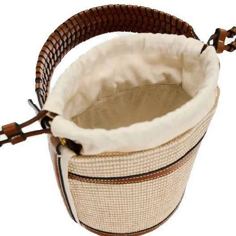 Woven Crossbody Bucket Bag