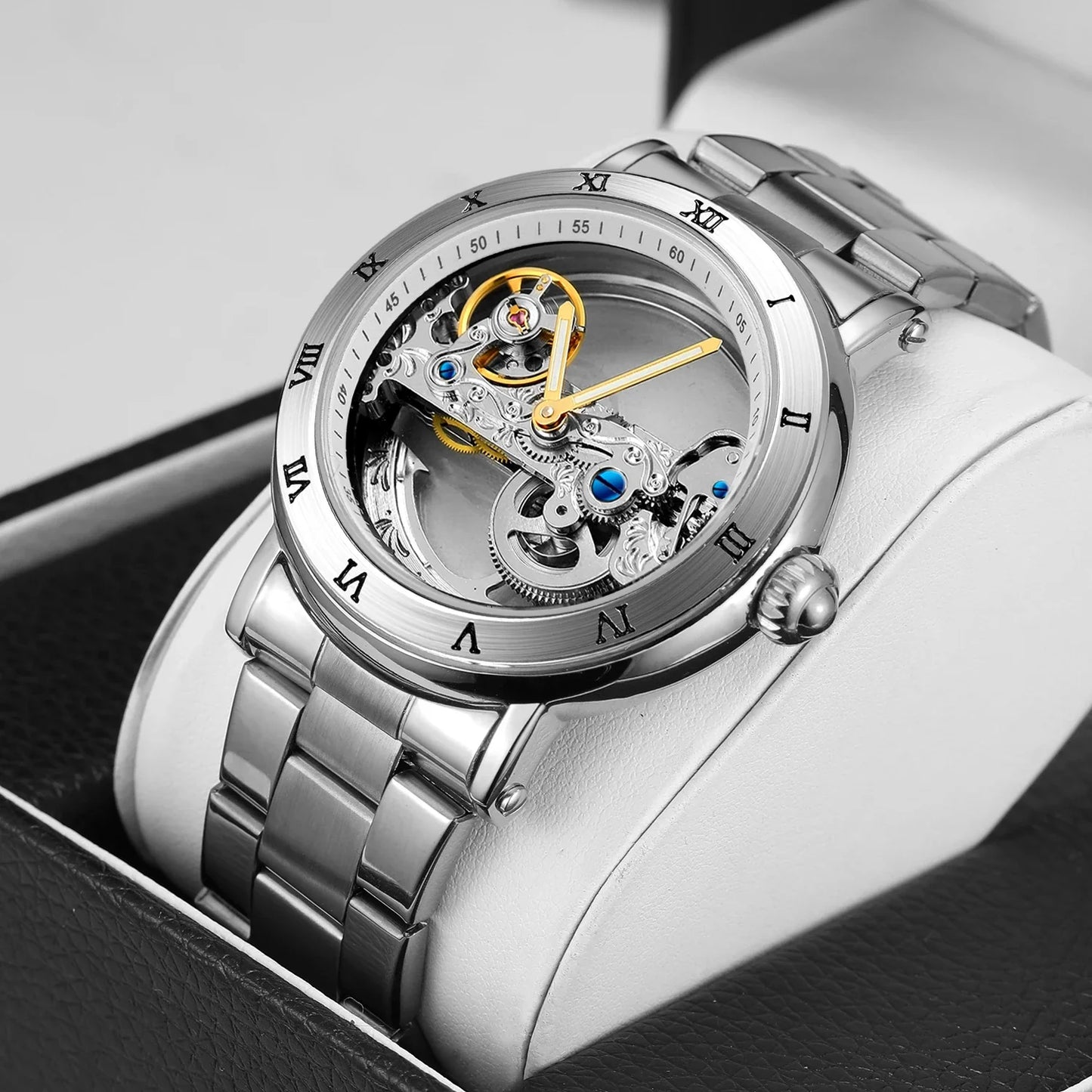 Leather Skeleton Watch