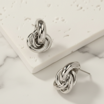 Silver Knot Stud Earrings