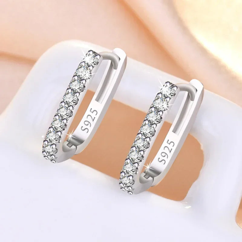 Silver CZ Hoop Earrings