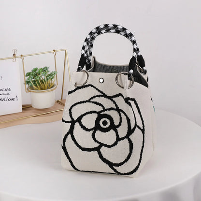 Floral Knit Tote Bag