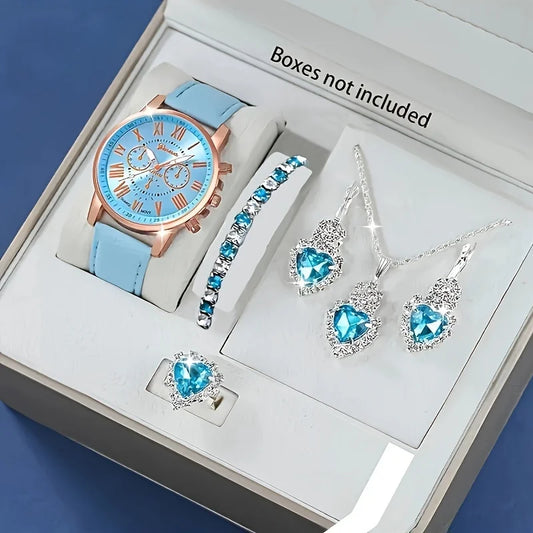 Rose Gold Sky Blue Watch Set