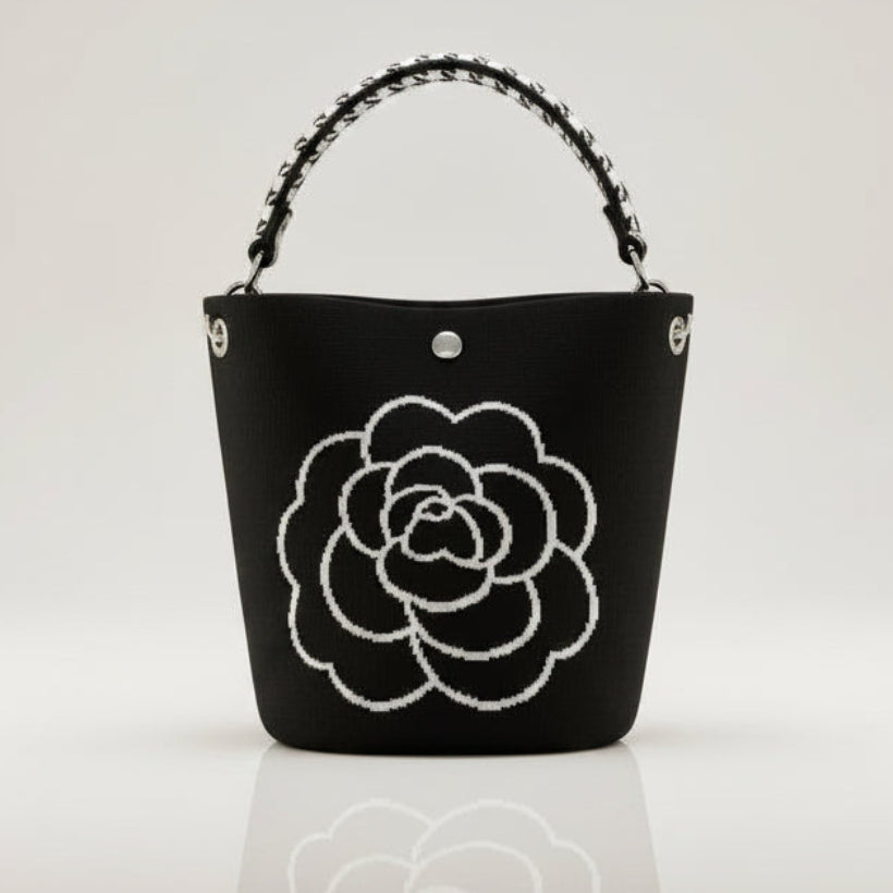 Floral Knit Tote Bag