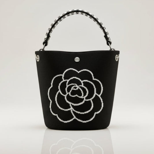 Floral Knit Tote Bag