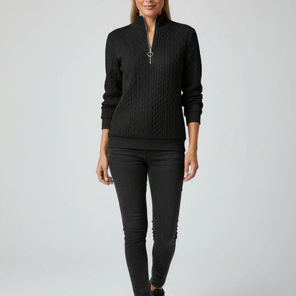 Cable Knit Quarter Zip Sweater