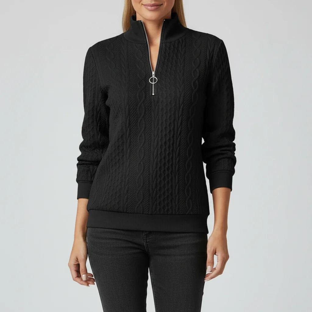Cable Knit Quarter Zip Sweater
