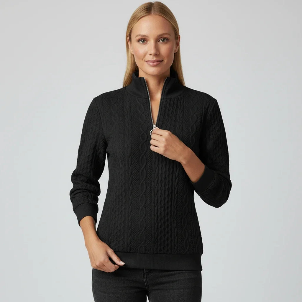 Cable Knit Quarter Zip Sweater