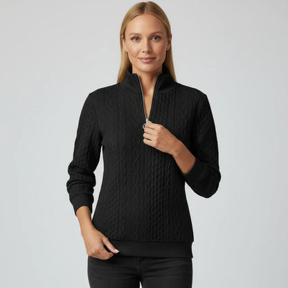 Cable Knit Quarter Zip Sweater