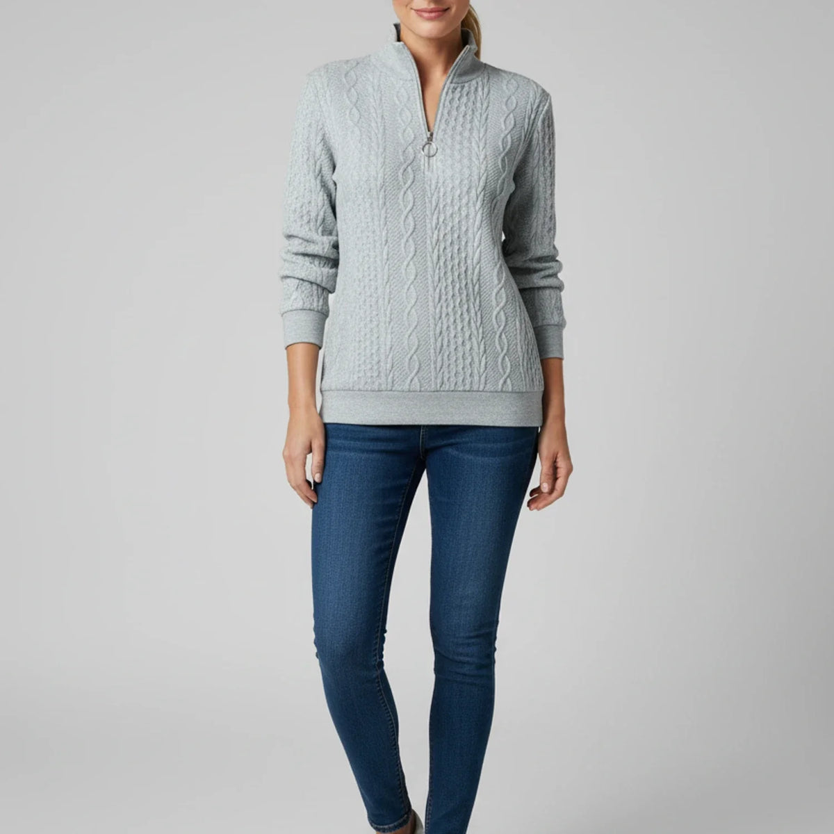 Cable Knit Quarter Zip Sweater
