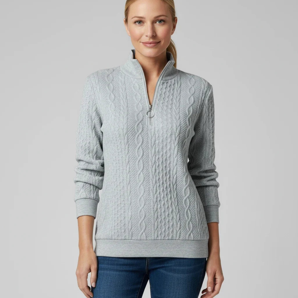 Cable Knit Quarter Zip Sweater