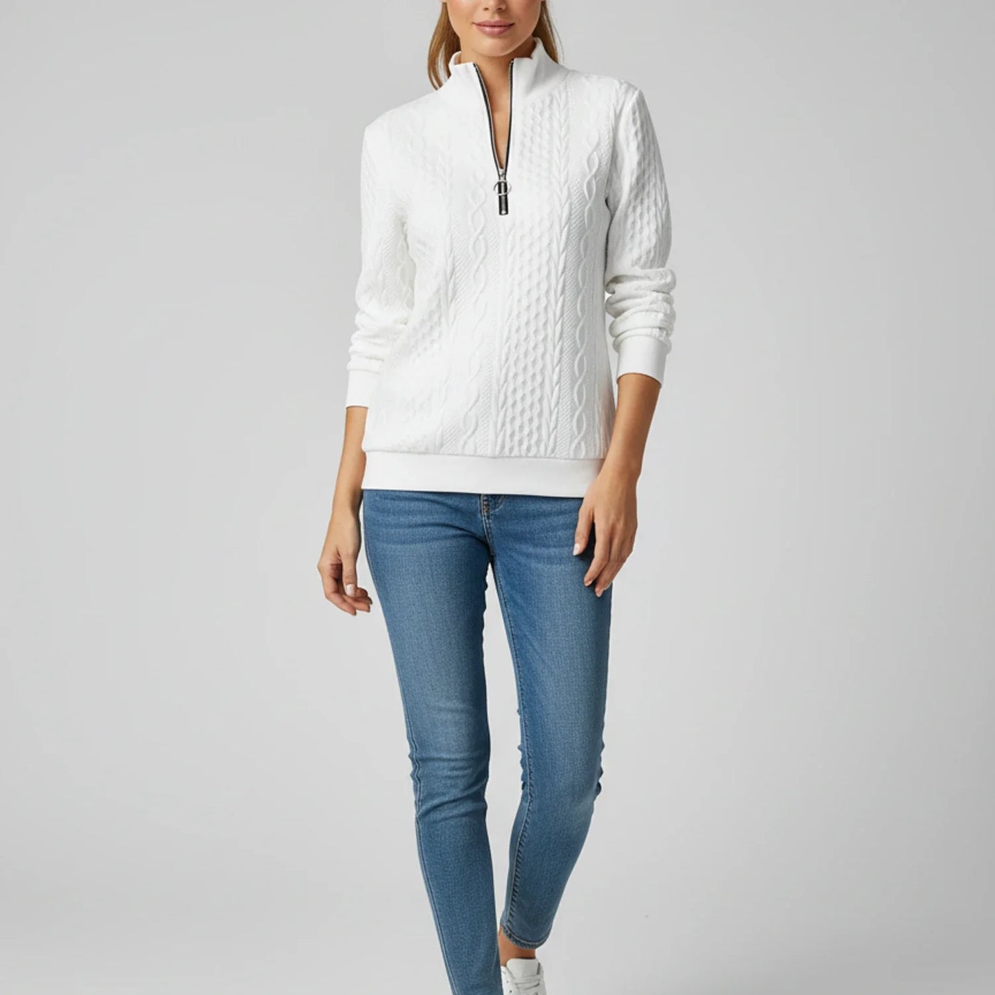 Cable Knit Quarter Zip Sweater