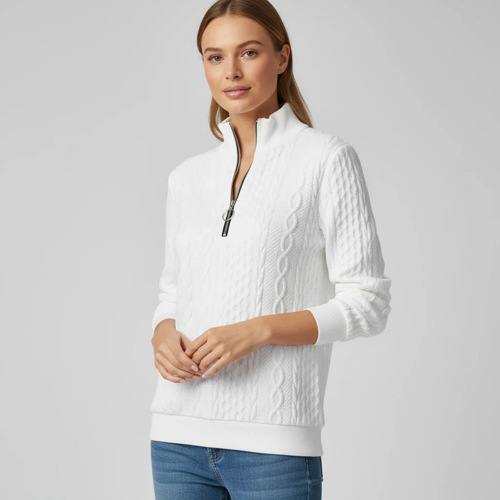 Cable Knit Quarter Zip Sweater